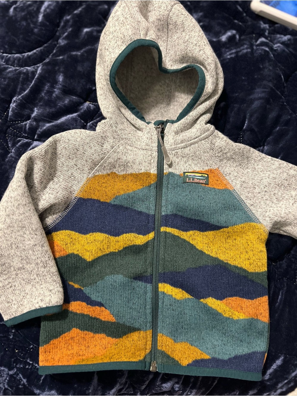 ⛰️ L.L. Bean Kids' Gray Hooded Zip Fleece